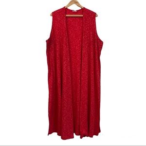LuLaRoe Joy Heathered Red Longline Vest XL